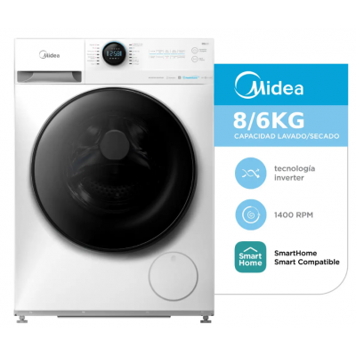 Lavasecarropas Lunar inverter 8 kg blanco Midea