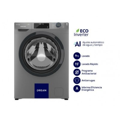 Lavarropas Frontal 8 Kg inverter gris Drean