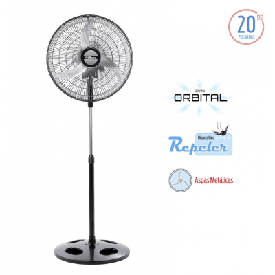 Ventilador de pie 20" parrilla metalica negra Liliana