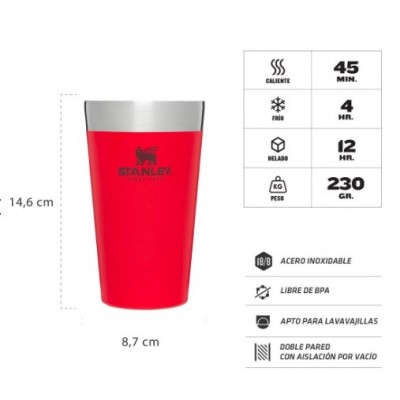 Vaso pinta 473ml rojo Stanley