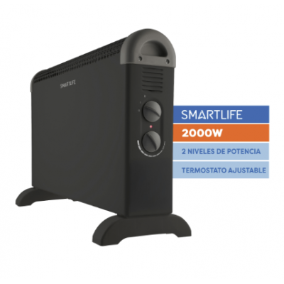 Convector aire 2000W vidrio negro  Smartlife