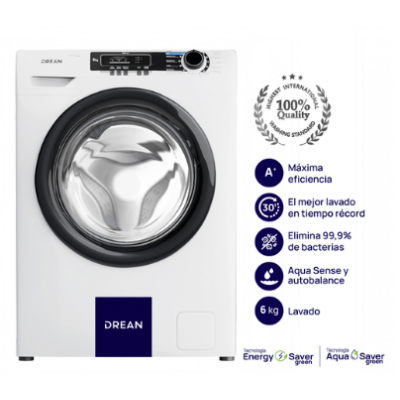 Lavarropas Frontal 6 Kg Blanco  600 rev Drean