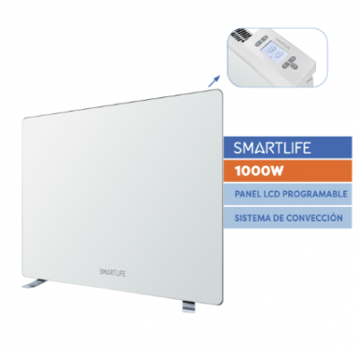 Convector vidrio blanco 1000w Smartlife