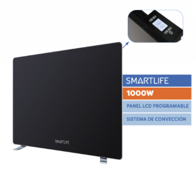 Convector vidrio negro 1.000w Smartlife