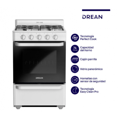 Cocina 56 cm a gas blanca Drean