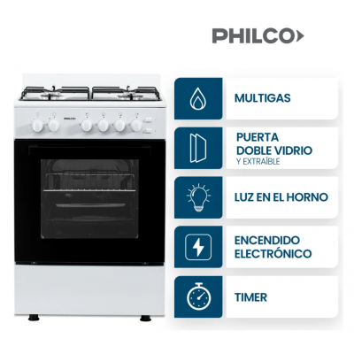 Cocina a gas 56cm blanca Philco