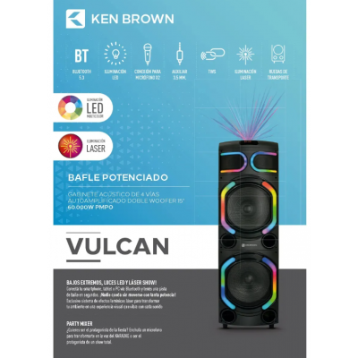 Bafle potenciado 4 vias Woofer 15"  VULCAN ken Brown